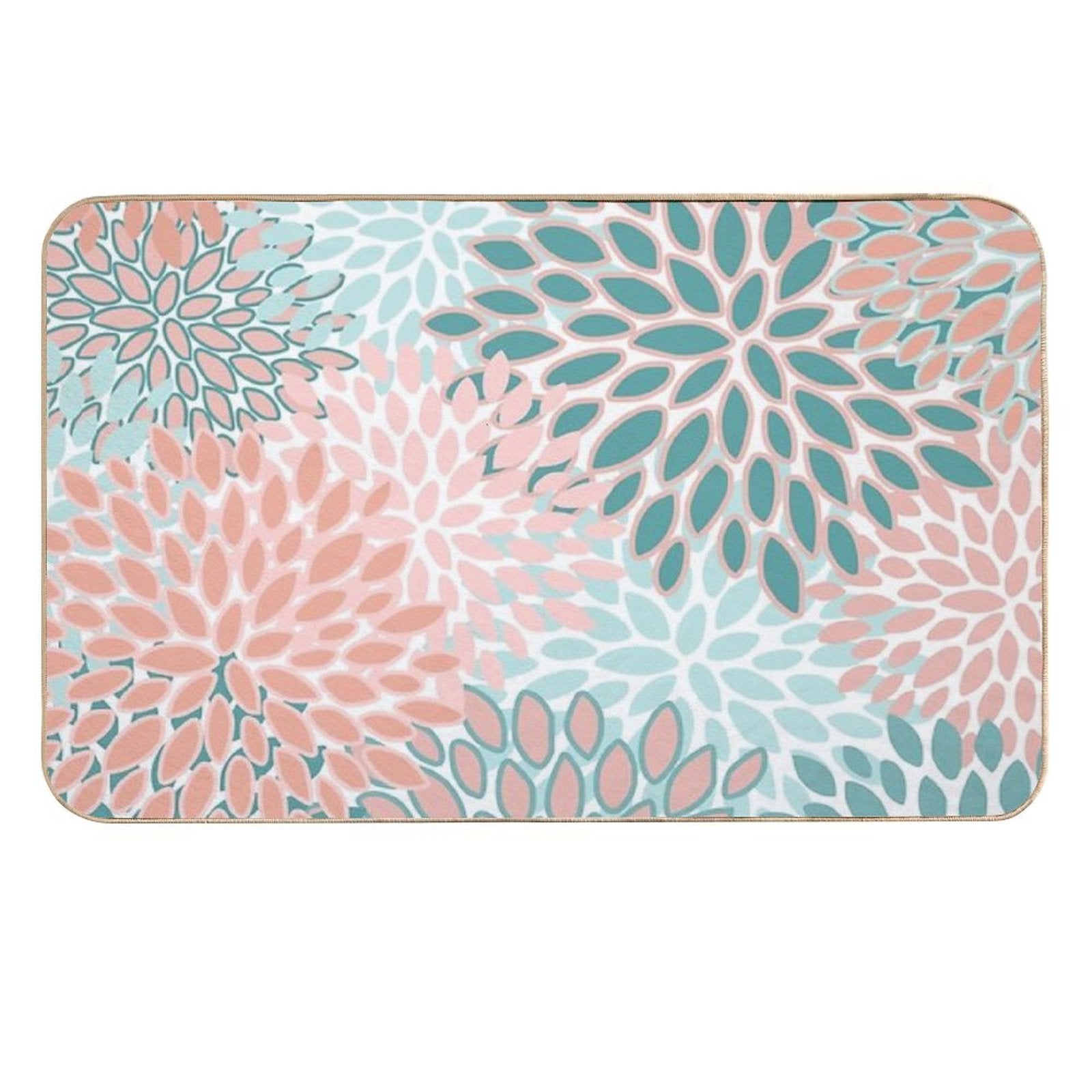 Floral Prints, Coral And Teal, Abstract Art  Odorless Bath Mat