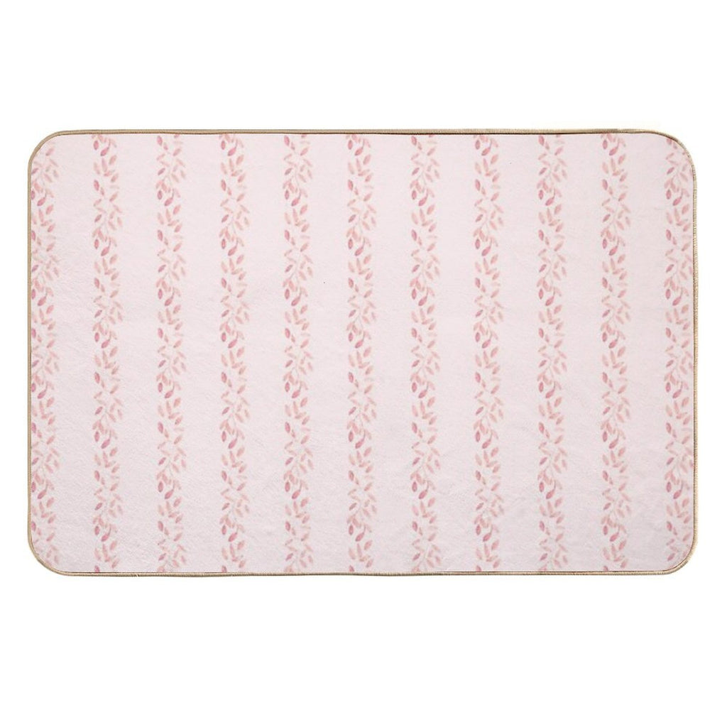 Pastel Floral Tone on Tone Watercolor Stripe Bella Petals in Pink Diamond  Toxin-Free Bath Mat