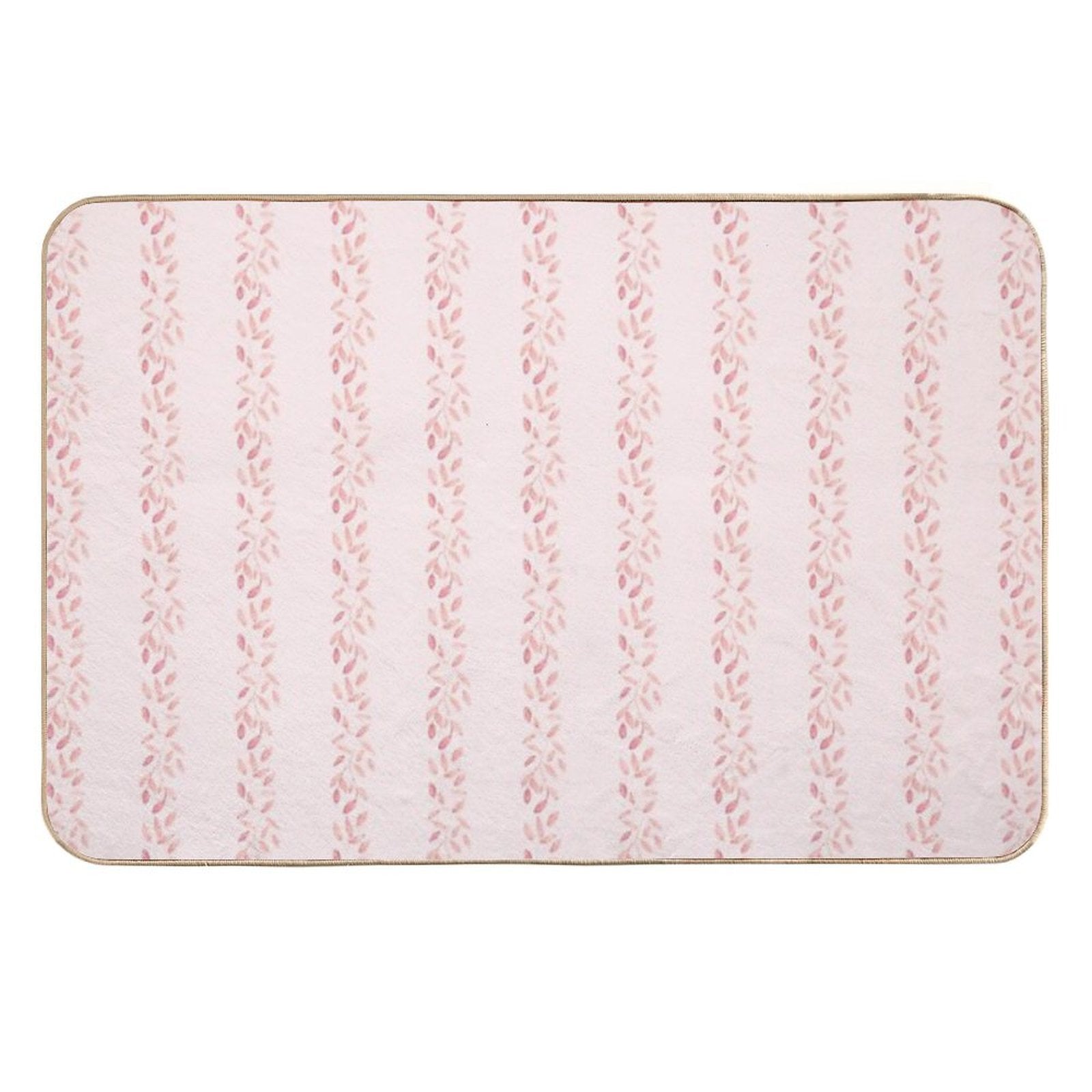 Pastel Floral Tone on Tone Watercolor Stripe Bella Petals in Pink Diamond  Toxin-Free Bath Mat