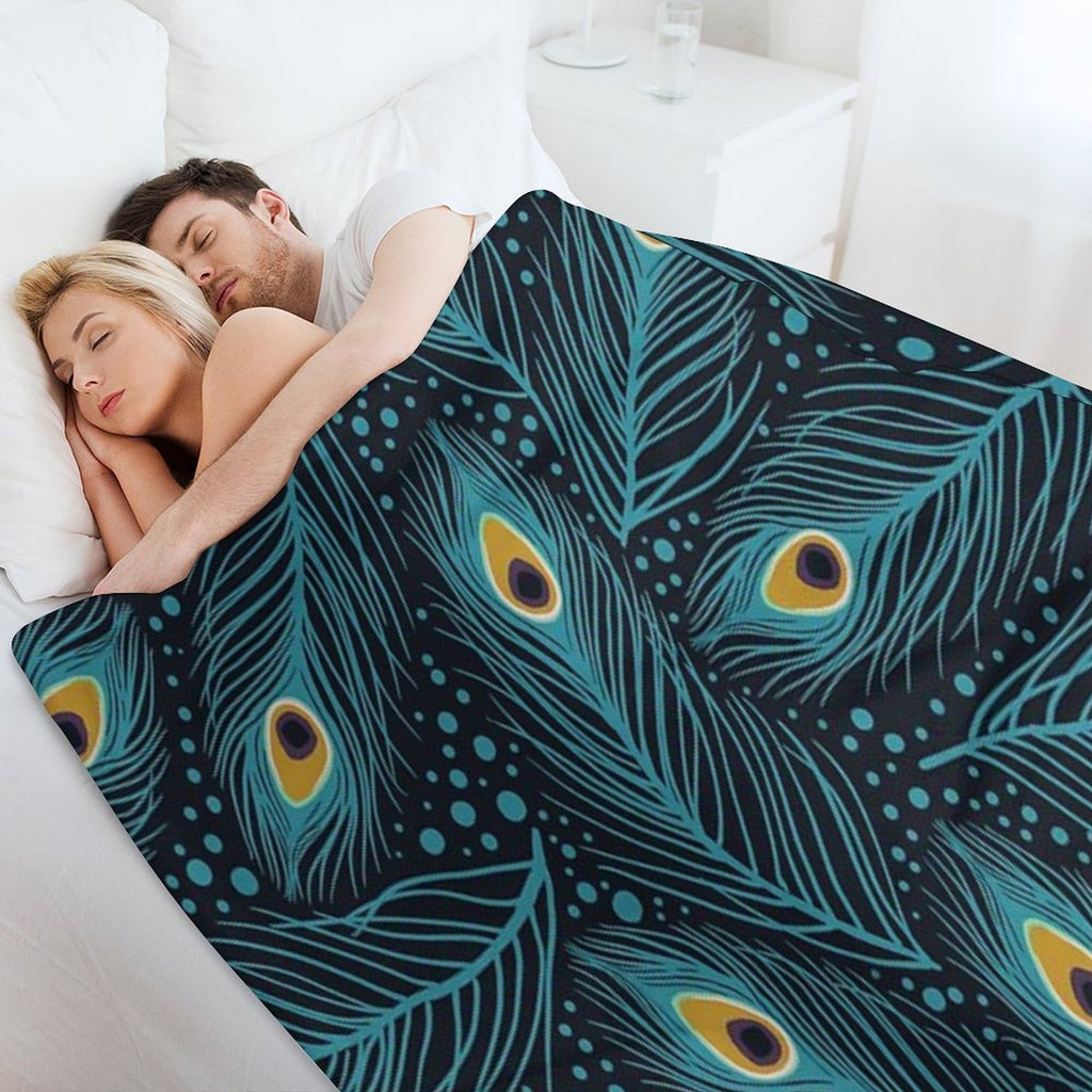 Feather Fantasy. Peacock Feathers Machine-washable Throw Blanket