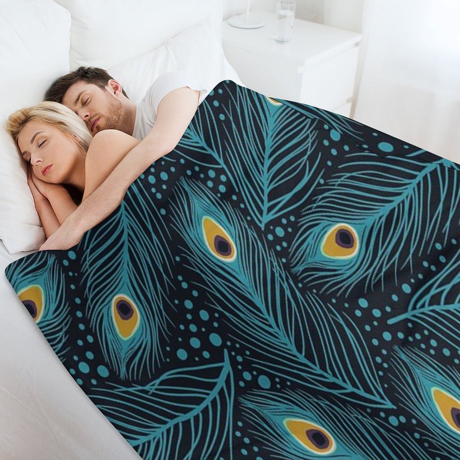 Feather Fantasy. Peacock Feathers Machine-washable Throw Blanket
