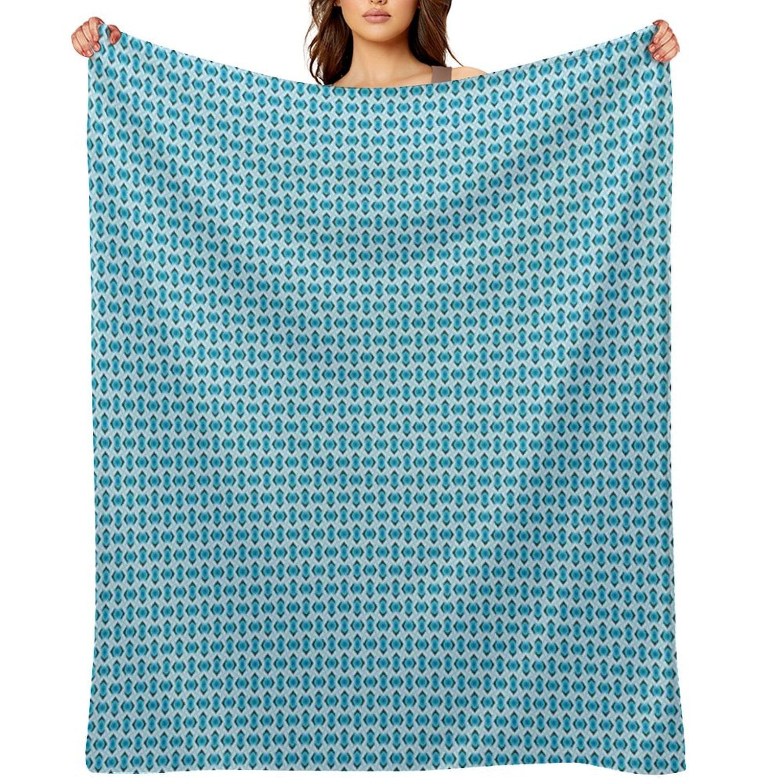 Overlapping Aqua Blue Diamonds Quick-dry Throw Blanket