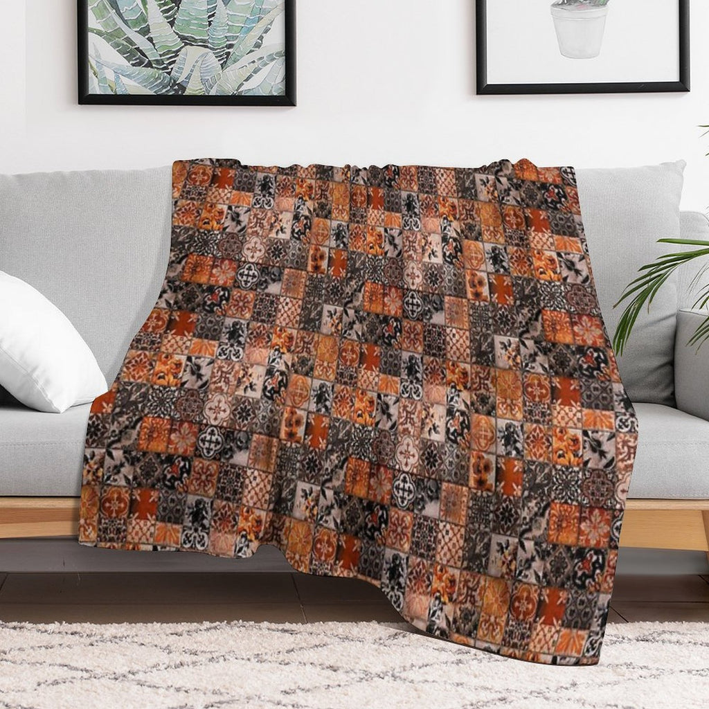 Orange Ornate Durable Throw Blanket