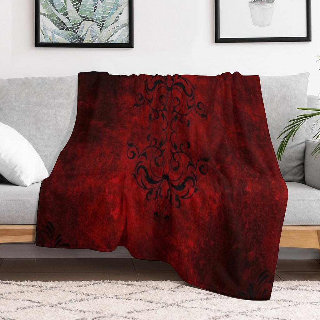 Vintage Red Designer Machine-washable Throw Blanket