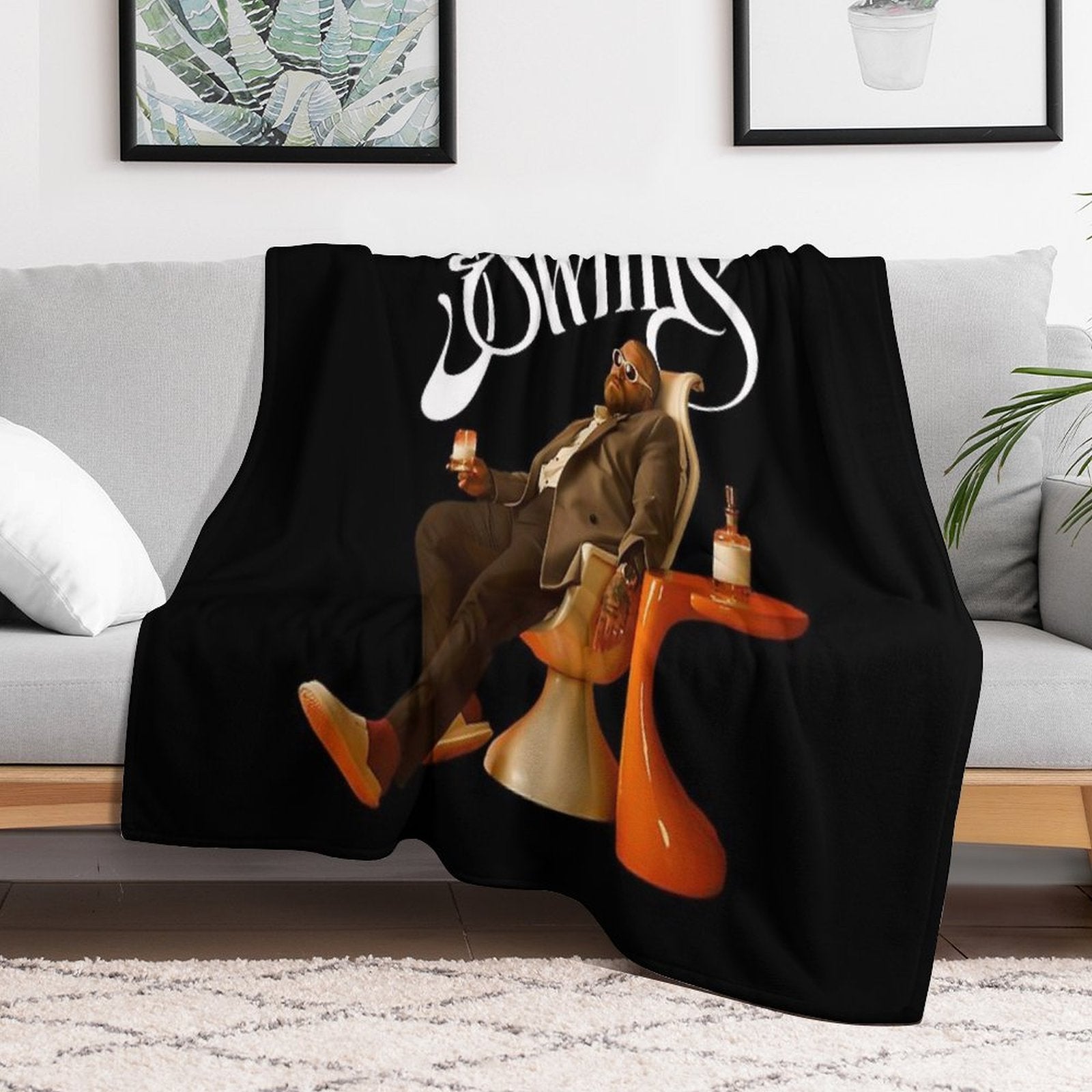 Vintage Pop Art Teddy Swims Sustainable Throw Blanket