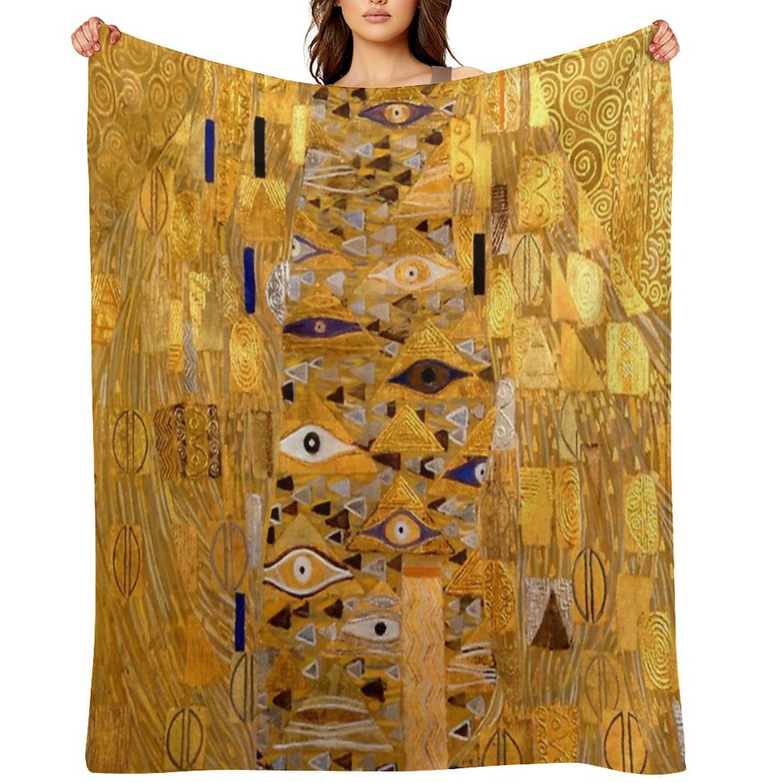 Adele Bloch-Bauer I - Detail by Gustav Klimt Gold Lightweight Throw Blanket