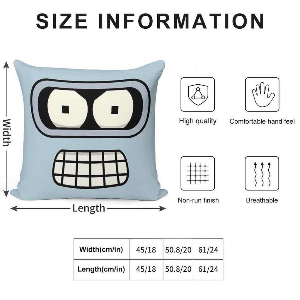 Bender's Face Soft Skin-Friendly Throw Pillow