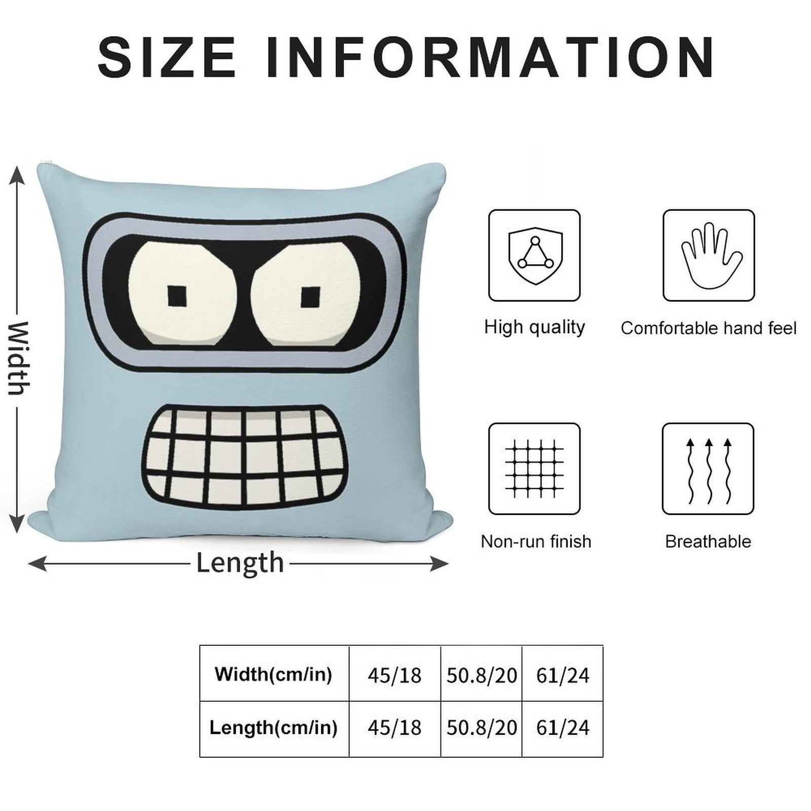 Bender's Face Soft Skin-Friendly Throw Pillow