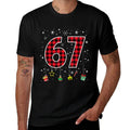 Funny Six Seven 6 7 Meme 67 Christmas Red Plaid Xmas Pajamas  Wrinkle-resistant T-Shirt