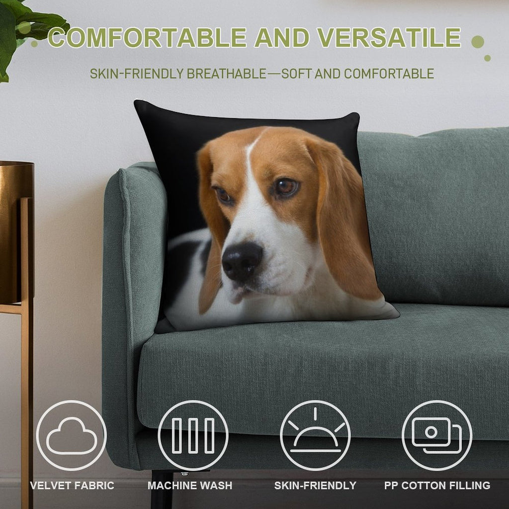 Beagle on The Black Soft Gift Ready Throw Pillow