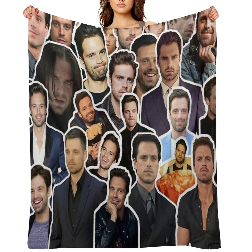 Sebastian Stan Photo Collage Throw Blanket Anti-pilling Throw Blanket