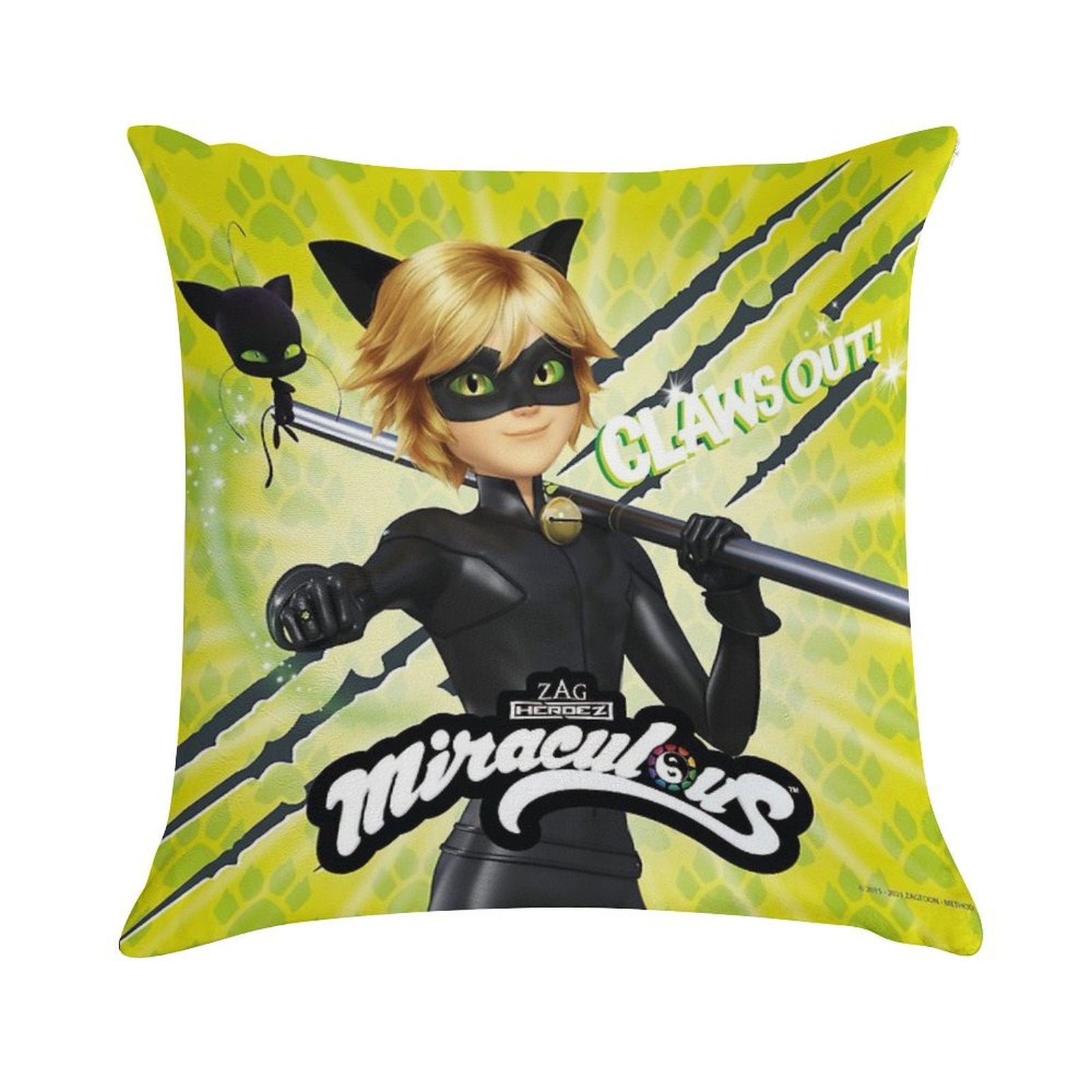 Miraculous Ladybug - Character Focus Cat Noir Claws Out Soft Decorative Cover Throw Pillow