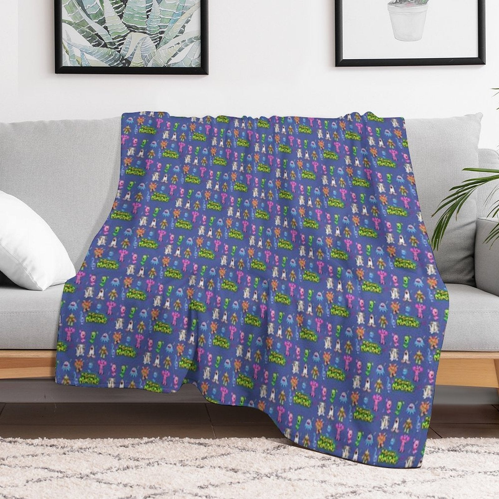 MY SINGING MONSTERS, Birthday Present. Sustainable Throw Blanket