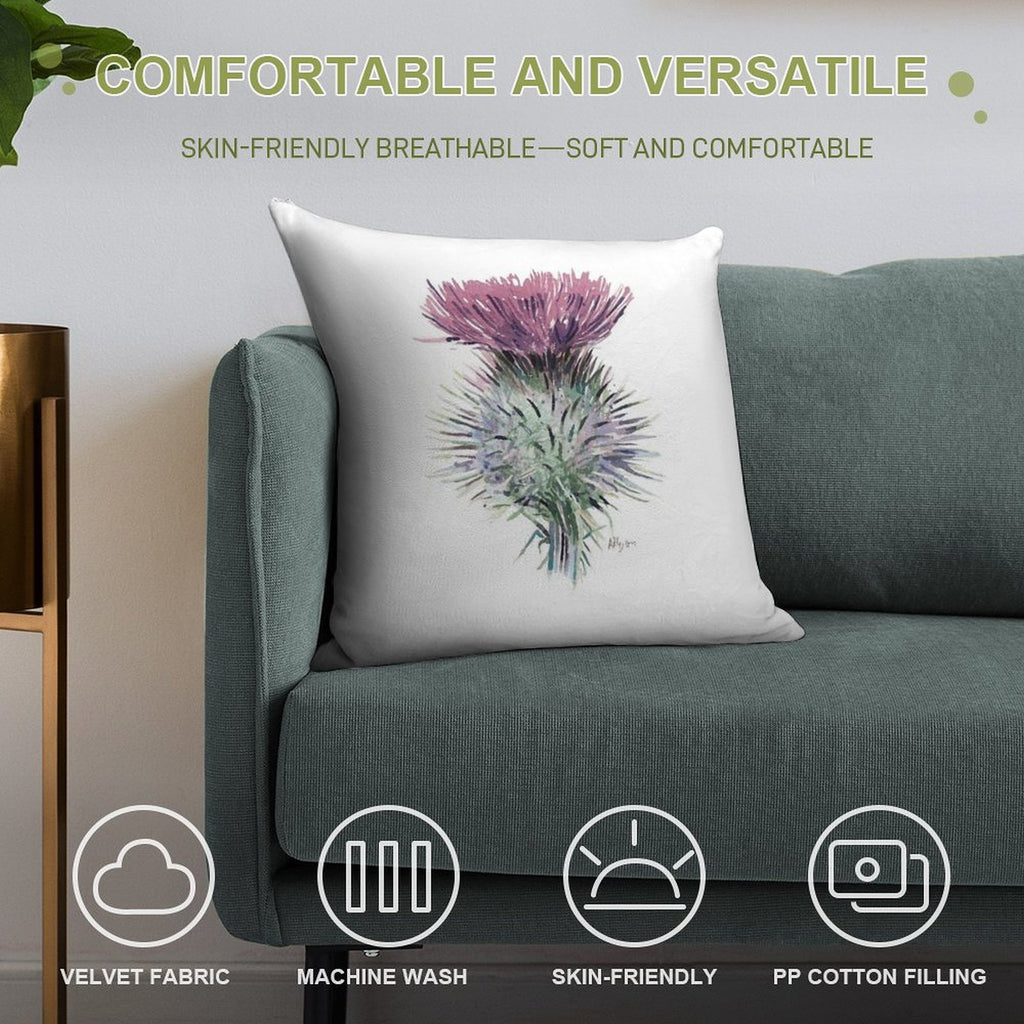 Scottish Thistle Soft Skin-Friendly Throw Pillow