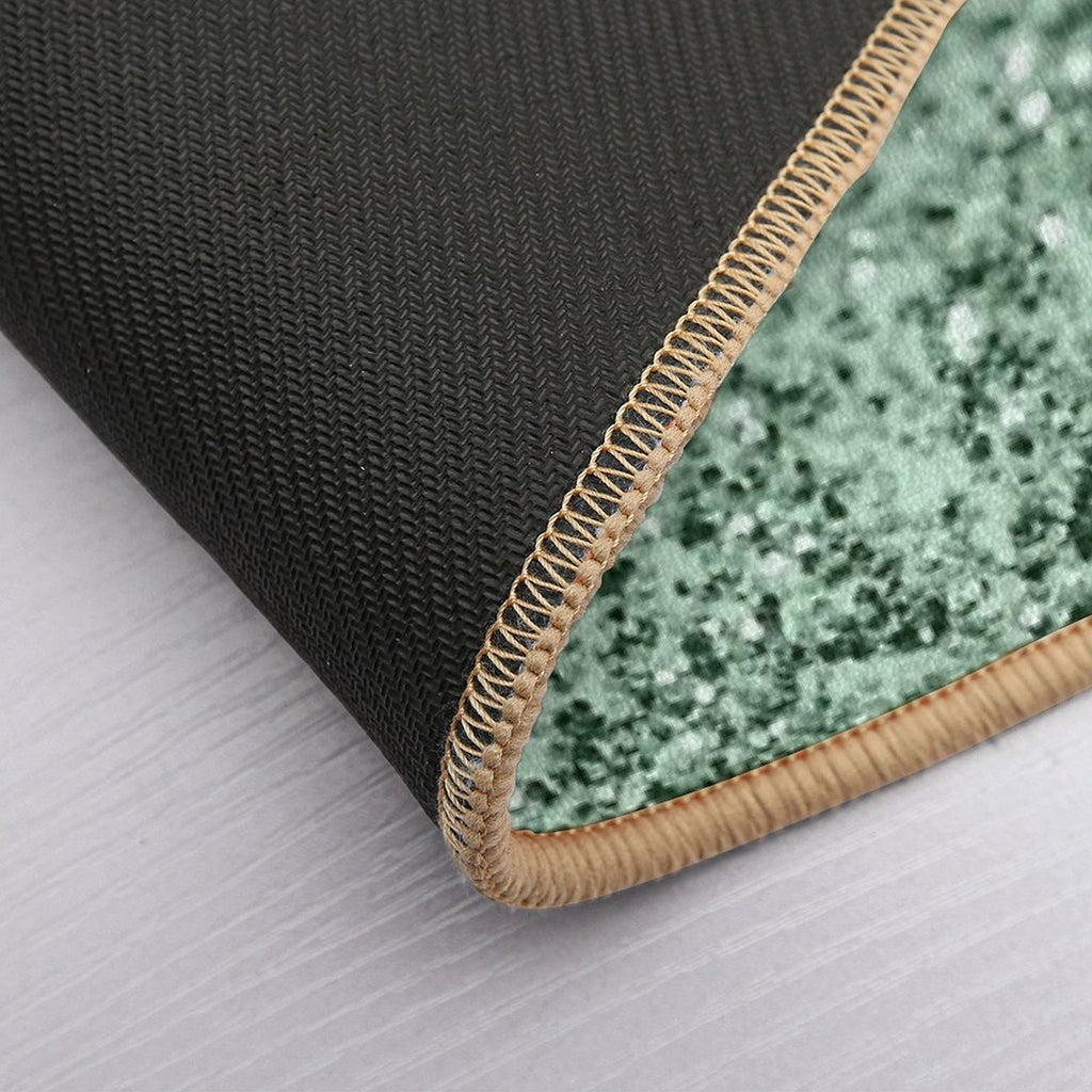 Silver Pastel Mint Green Ocean Glam #1 (Photo of Glitter Only - Not Reflective)  Repositionable Bath Mat