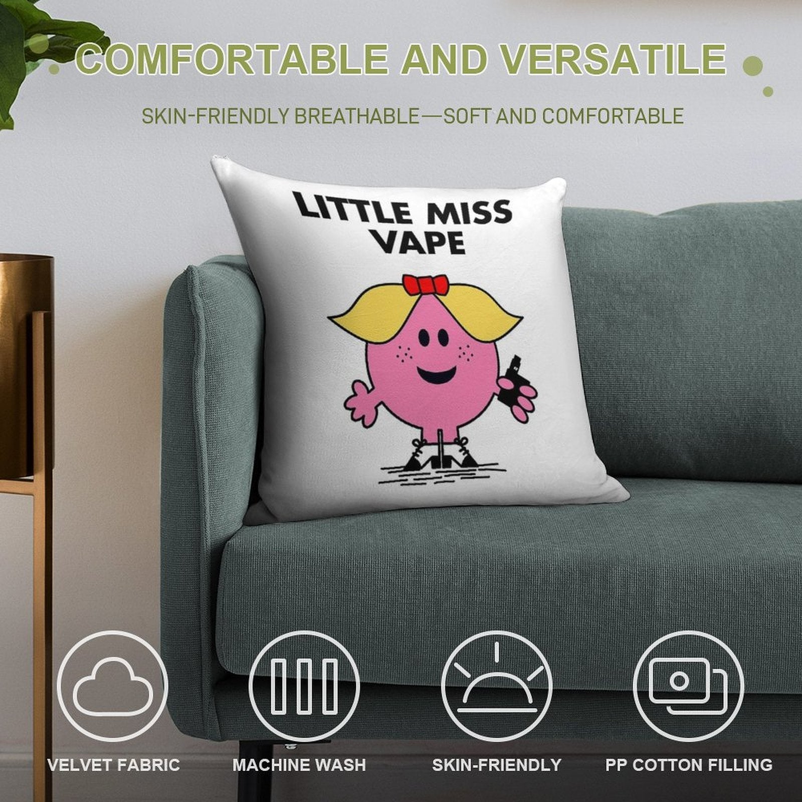 Little Miss Vape Soft Decorative Cover Throw Pillow