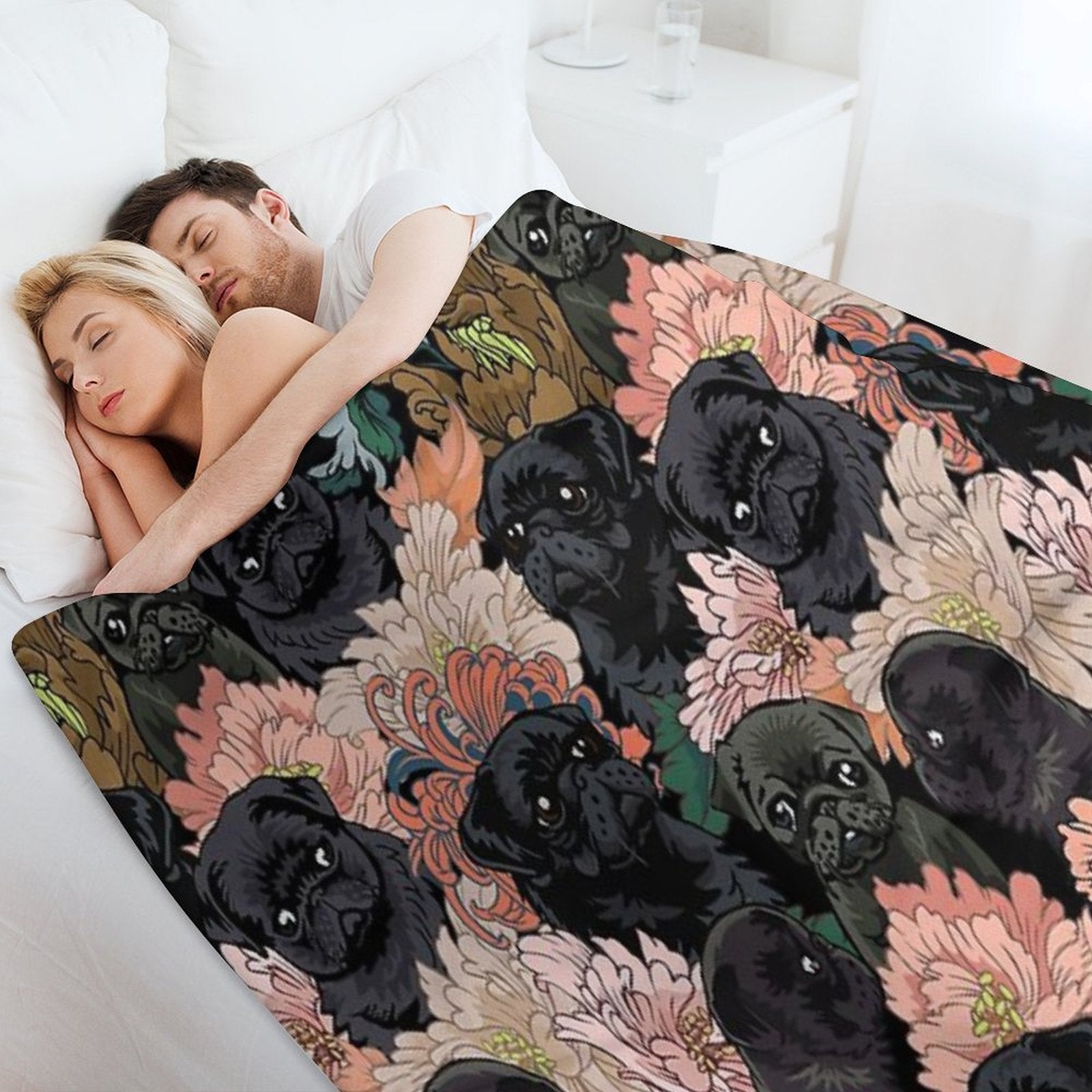 Because Black Pug Sustainable Throw Blanket