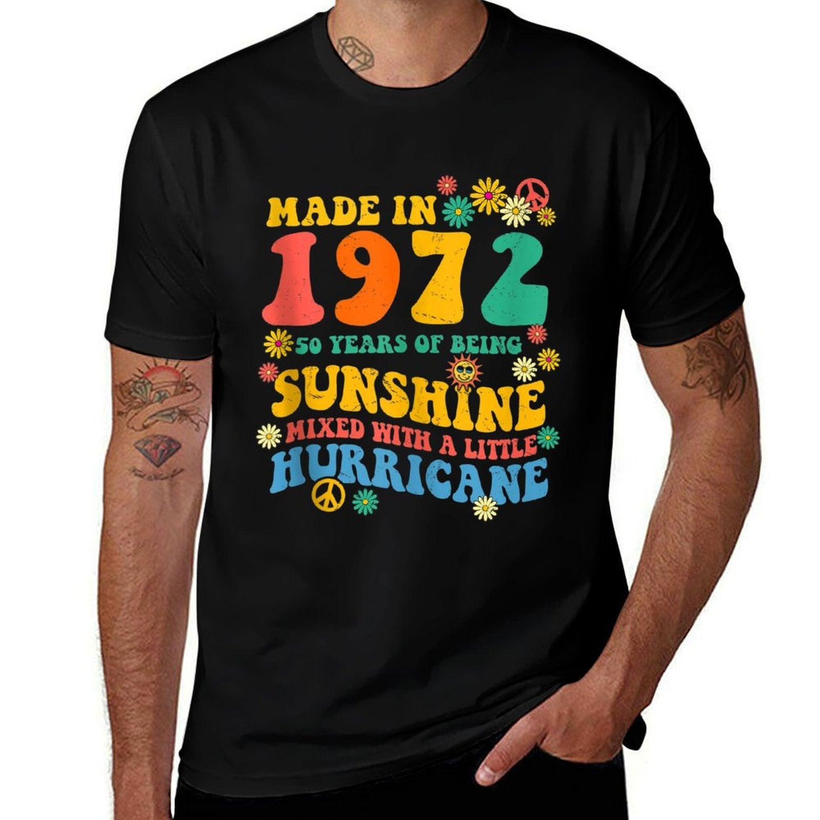 50th Birthday Decorations 60s 70s Tie Dye Groovy Hippie  Moisture-wicking T-Shirt