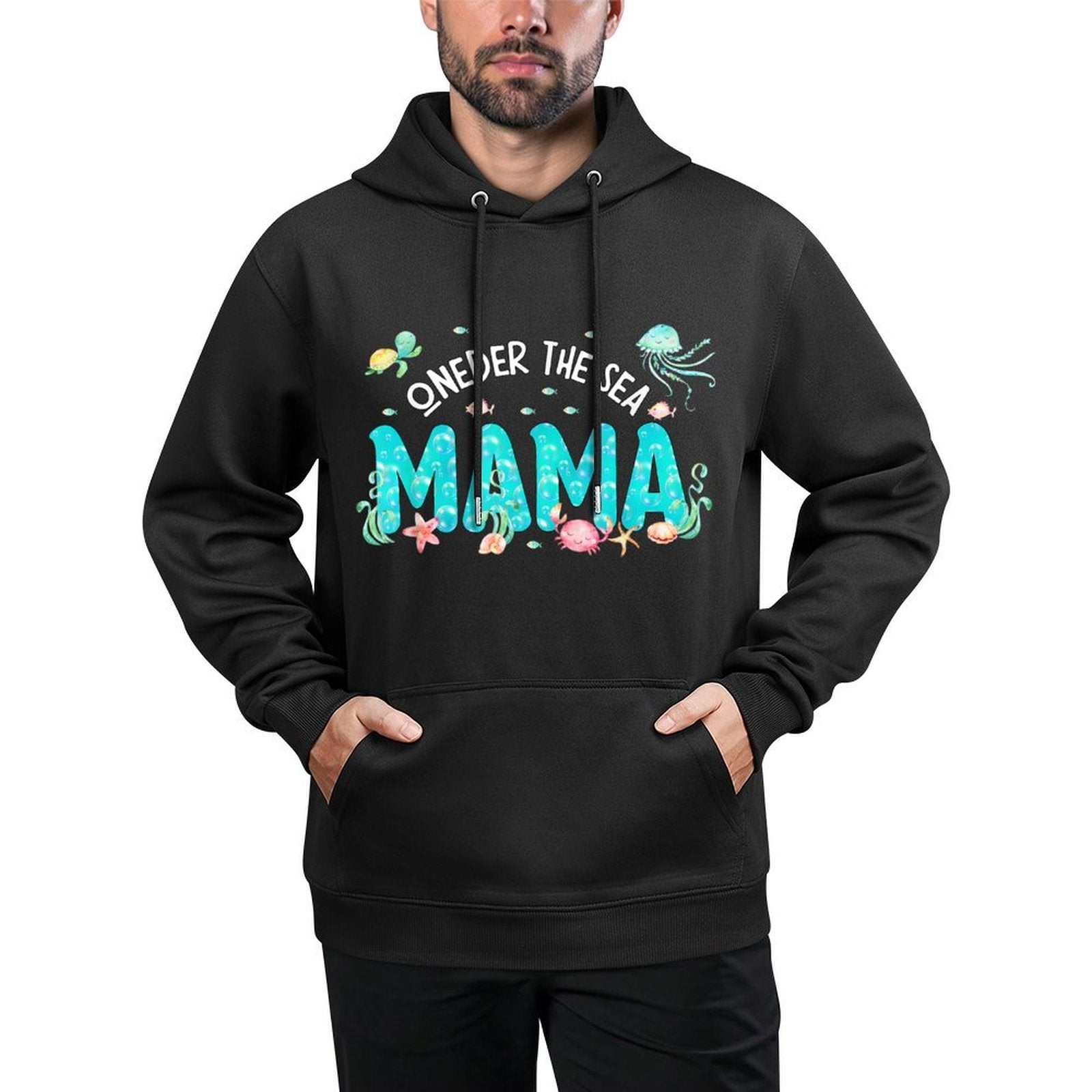 Under Sea Mama Birthday Girl Boy Matching Family Party Cotton-Polyester Blend Hoodie