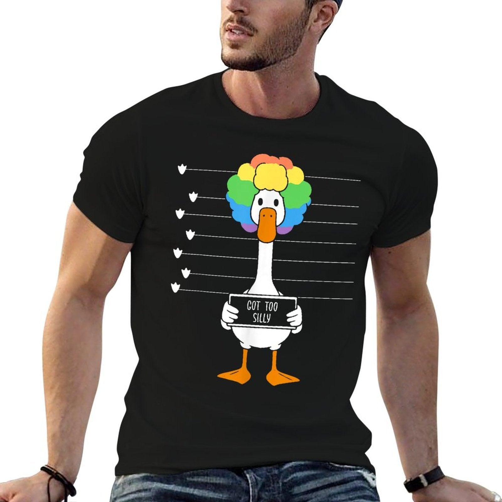 Funny Goose Lover Mugshot Meme Got Too Silly  Lightweight T-Shirt
