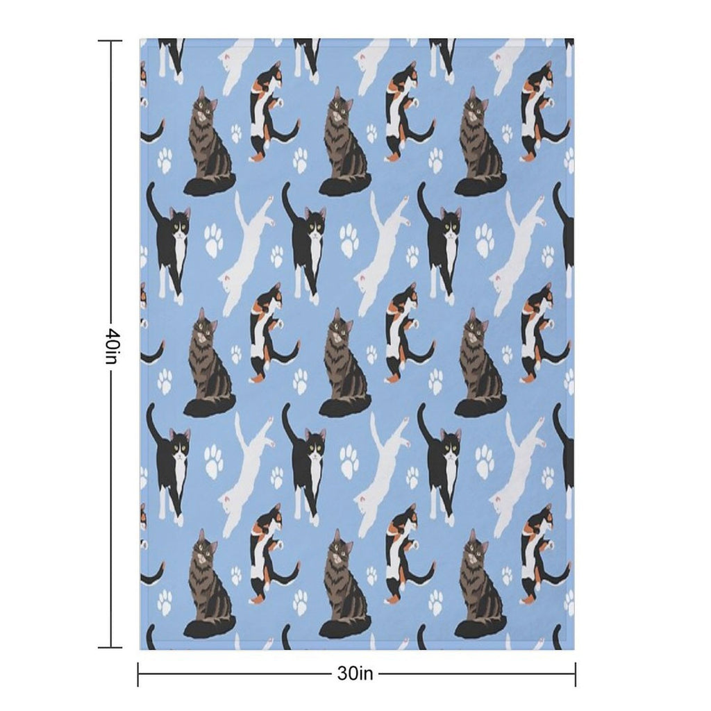 Cat Pattern Easy Care Throw Blanket