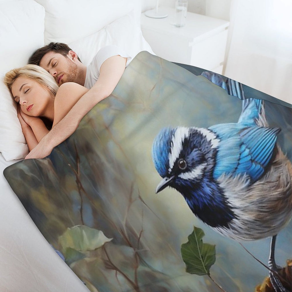 Australian Blue Wren. Anti-pilling Throw Blanket
