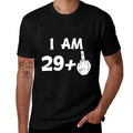 I Am 29 Plus Middle Finger Funny 30th Birthday  Rolled Sleeves T-Shirt
