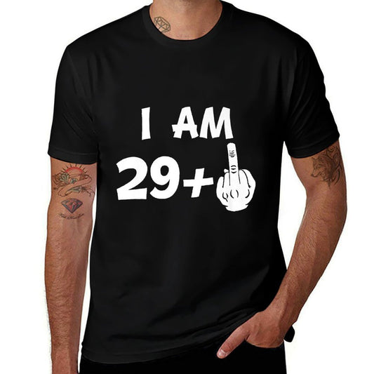 I Am 29 Plus Middle Finger Funny 30th Birthday  Rolled Sleeves T-Shirt