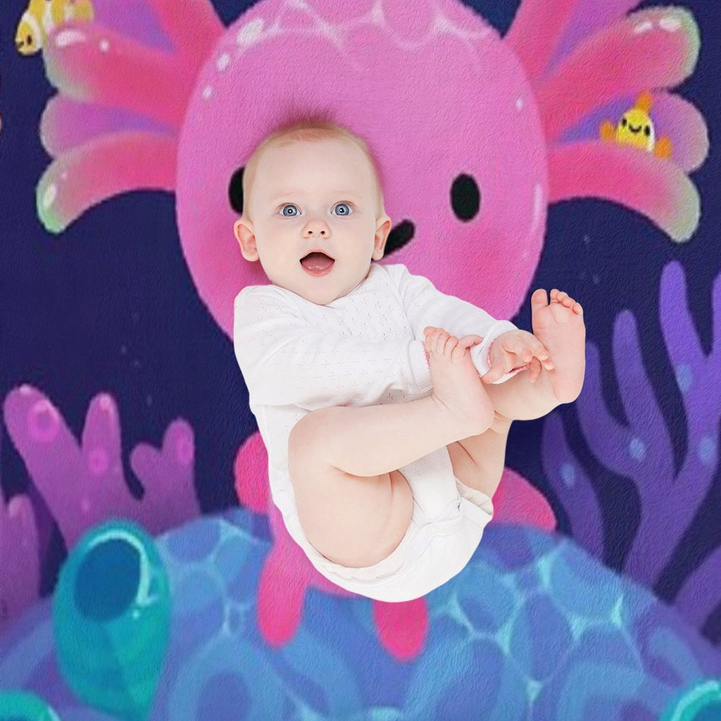 Coral Axolotl Quick-dry Throw Blanket
