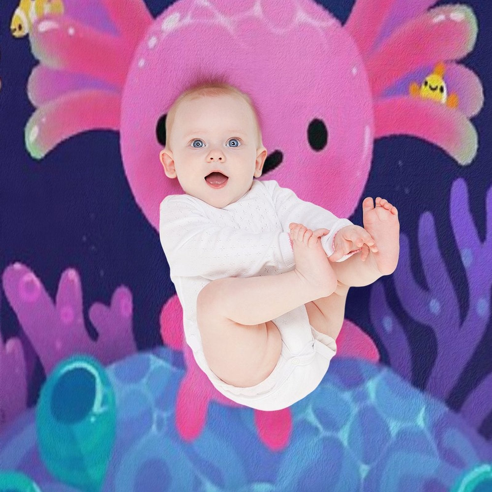 Coral Axolotl Quick-dry Throw Blanket