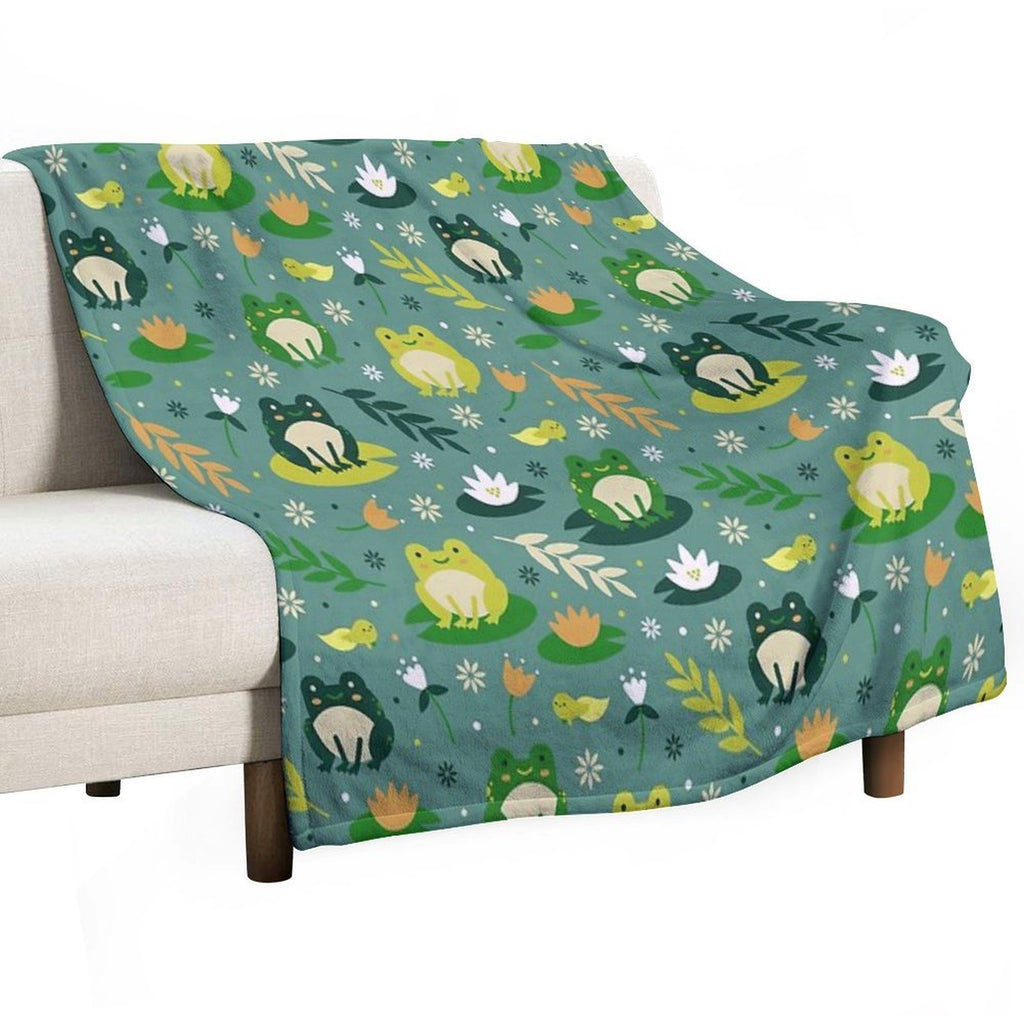 Cute Frogs Pattern Versatility Throw Blanket