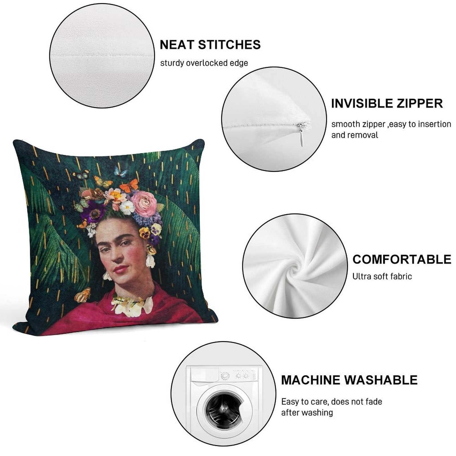 Frida Kahlo  World Women's Day Soft Warmth Comfort Throw Pillow