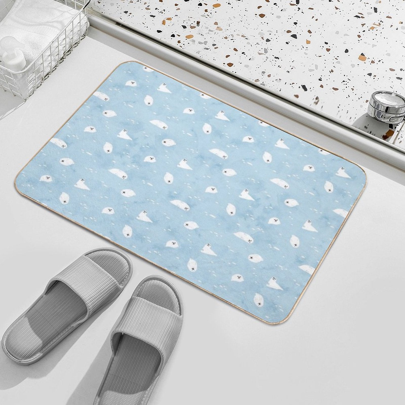 Baby Seal Pattern  Toxin-Free Bath Mat