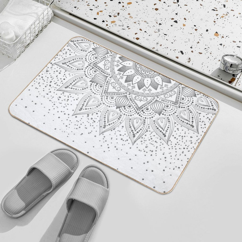 Elegant Grey Mandala Confetti Design  Rapid-Drying Bath Mat