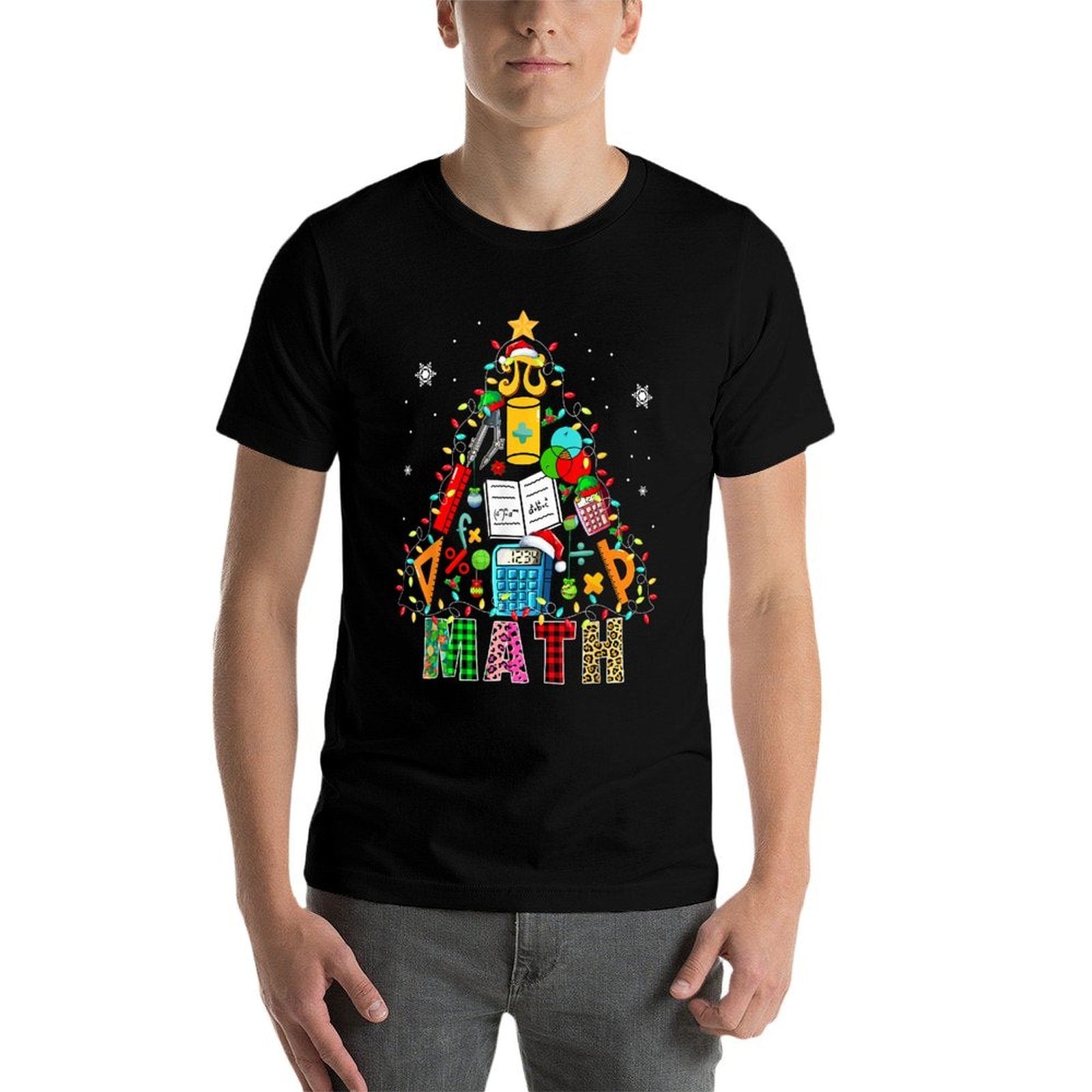 Math Santa Elf Teaching Tools As Christmas Tree Colourful  Fade-proof Color T-Shirt