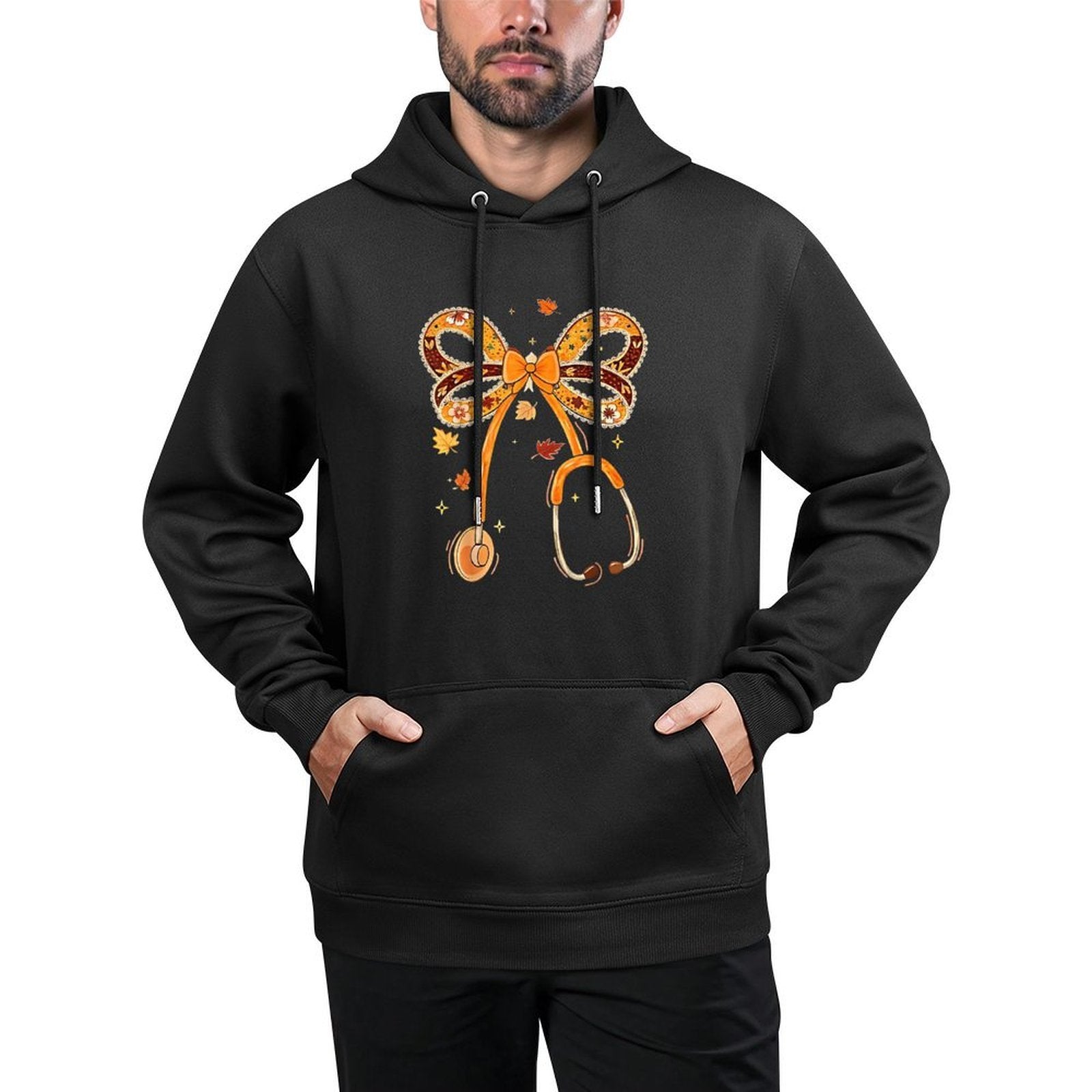 Retro Pumpkin Nurse Life Stethoscope Fall Autumn Funny Nurse Adjustable Hood Hoodie