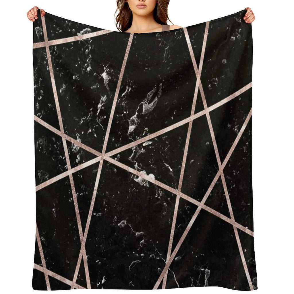 Black Marble Rose Gold Geo Glam #1 #geo #decor #art Machine-washable Throw Blanket