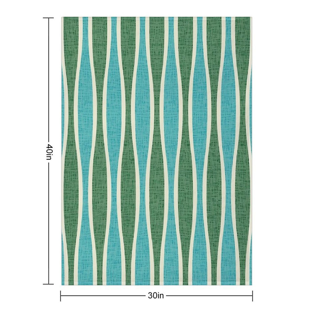 Retro Tiki Pin Stripes 343 Green And Turquoise Sustainable Throw Blanket