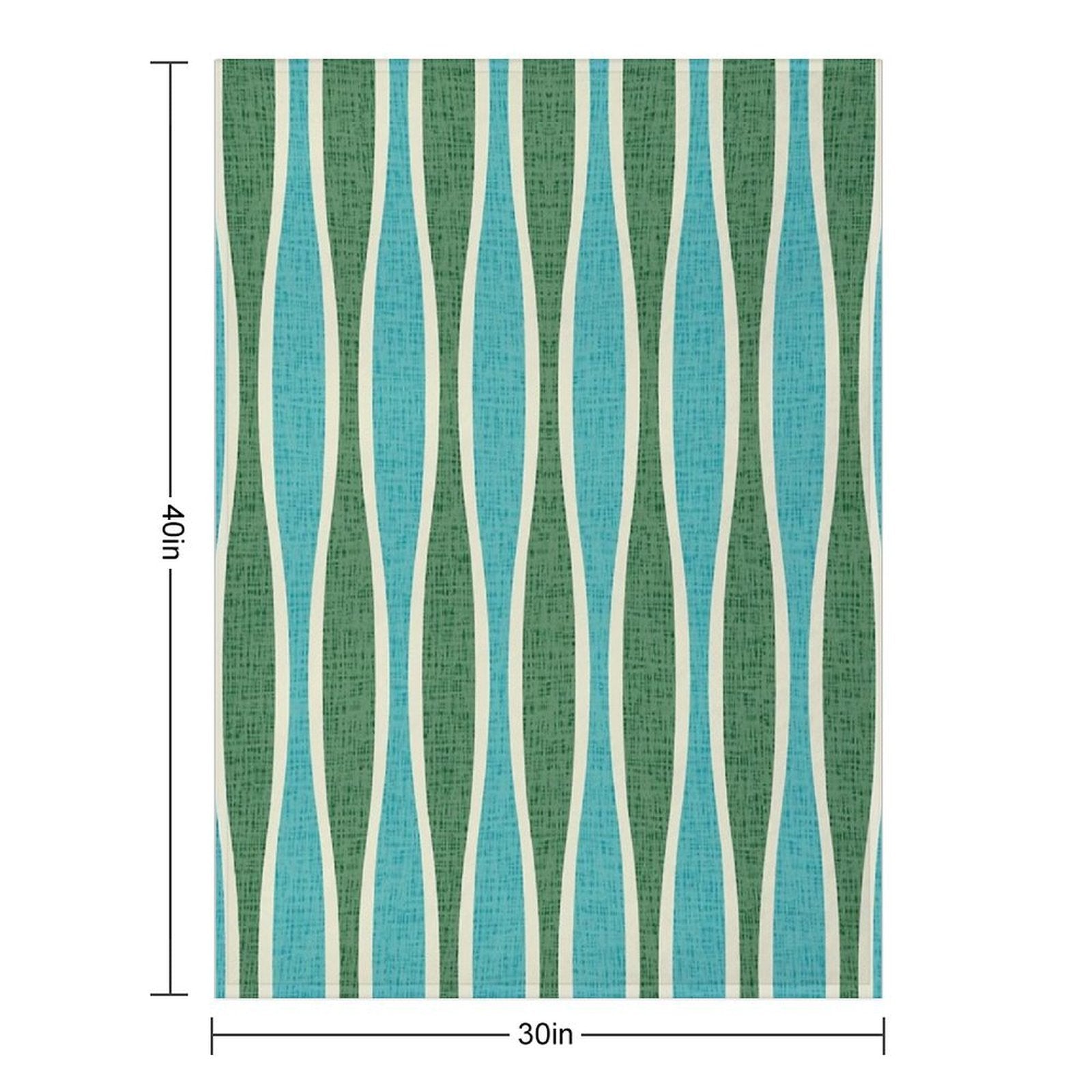 Retro Tiki Pin Stripes 343 Green And Turquoise Sustainable Throw Blanket
