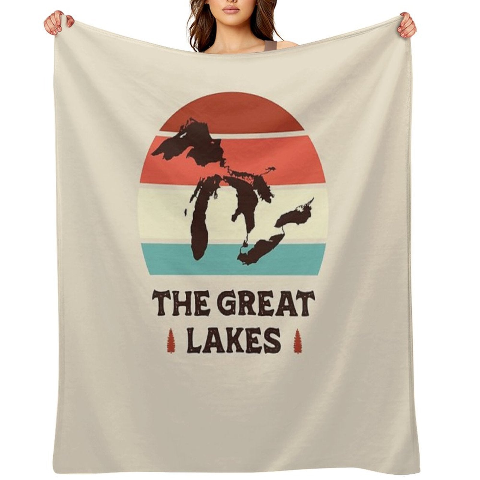 Great Lakes National Park Hiking Retro Multi-functional Throw Blanket