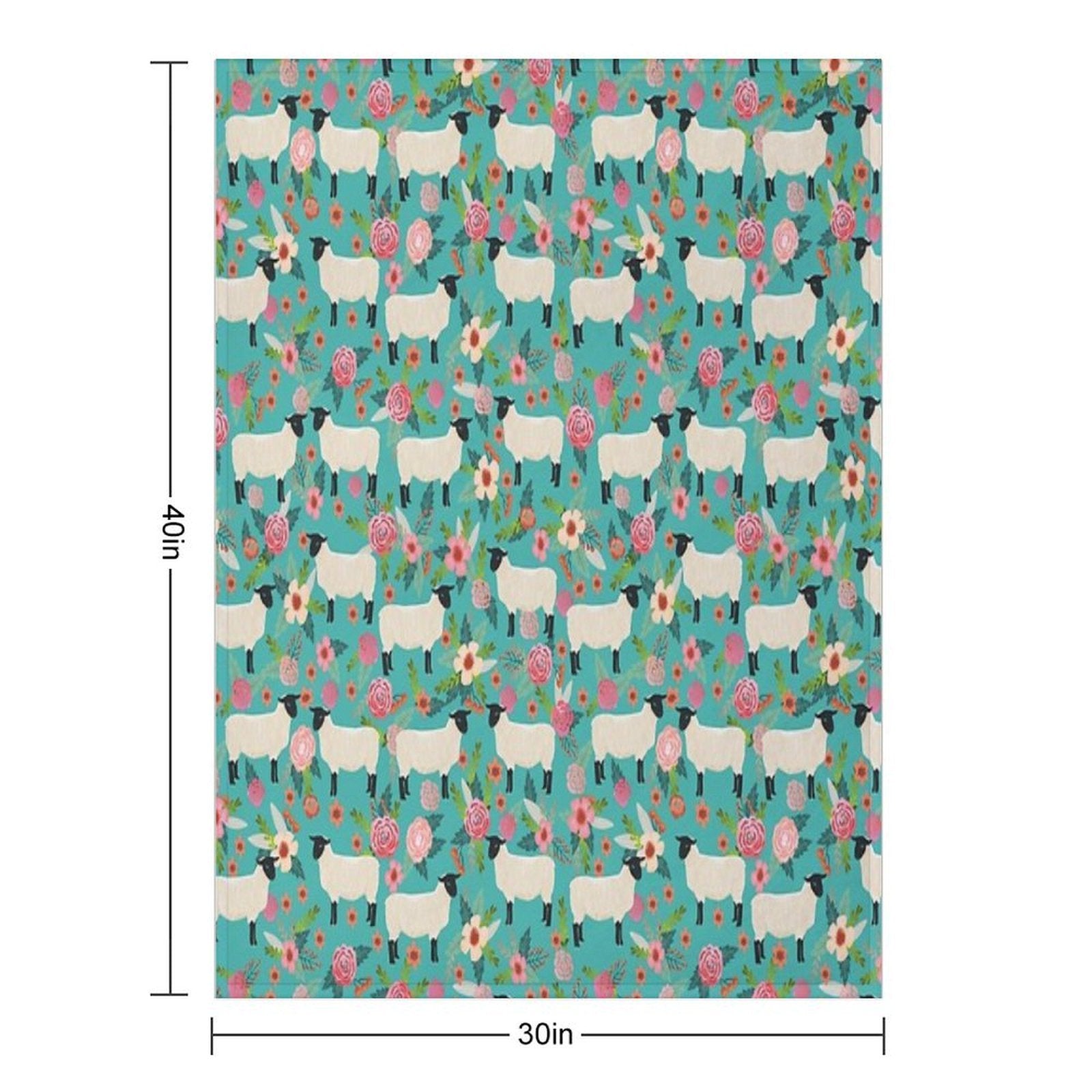 Sheep Farm Sanctuary Florals Pattern Cute Gifts for Animal Lovers Travel-friendly Throw Blanket