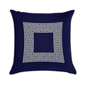 Navy Blue Greek Key Meander Square Soft Luxury Feel Throw Pillow