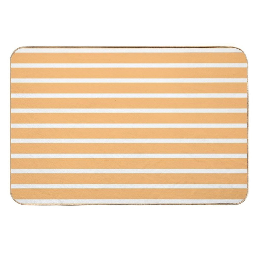 Apricot Orange And White Horizontal Stripes  Versatile Bath Mat