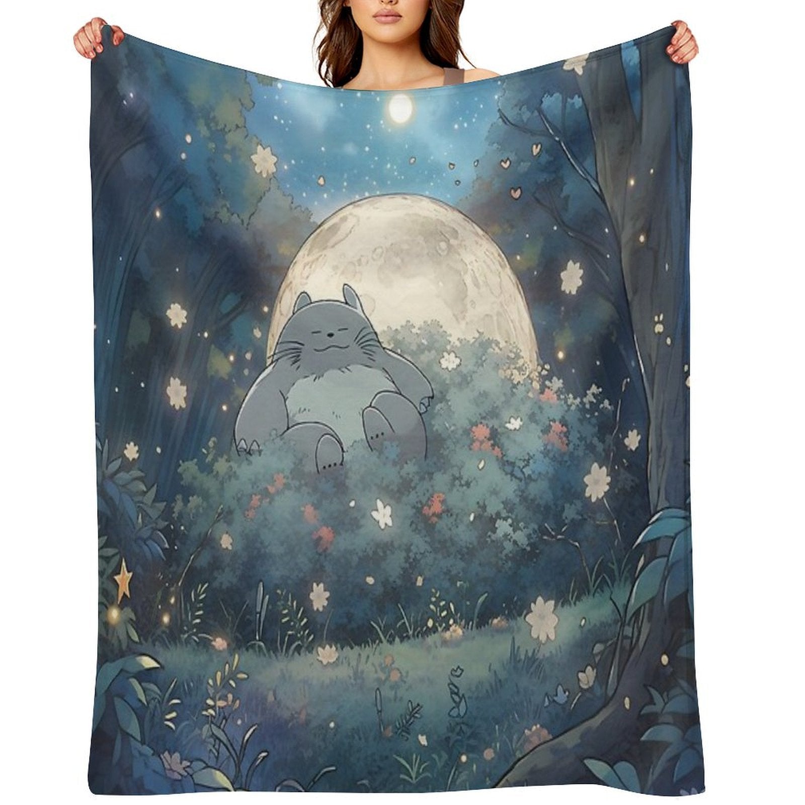 Explore The Enchanting World of My Neighbor Totoro XI Original Art And Illustrations Online Sustainable Throw Blanket