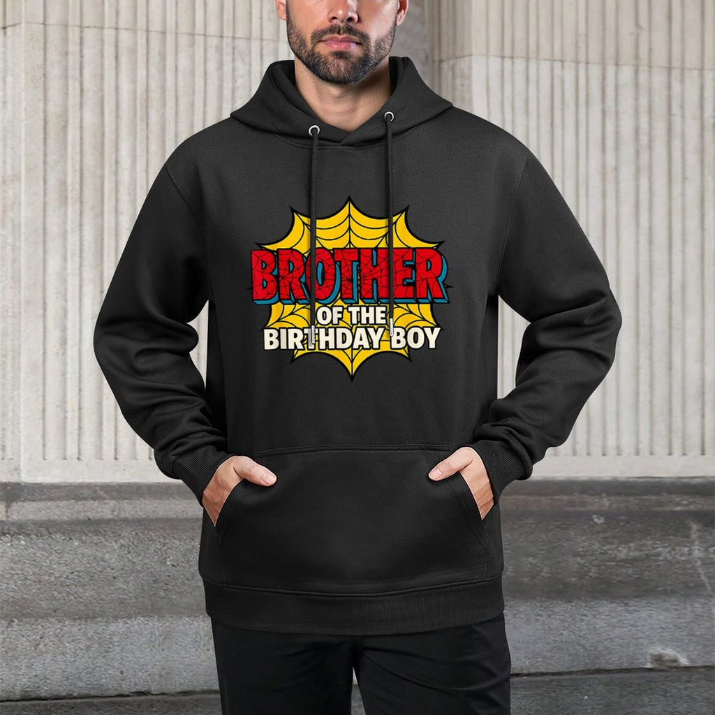 Kids Brother of The Birthday Boy Spider Theme Party Matching Unisex Design Hoodie