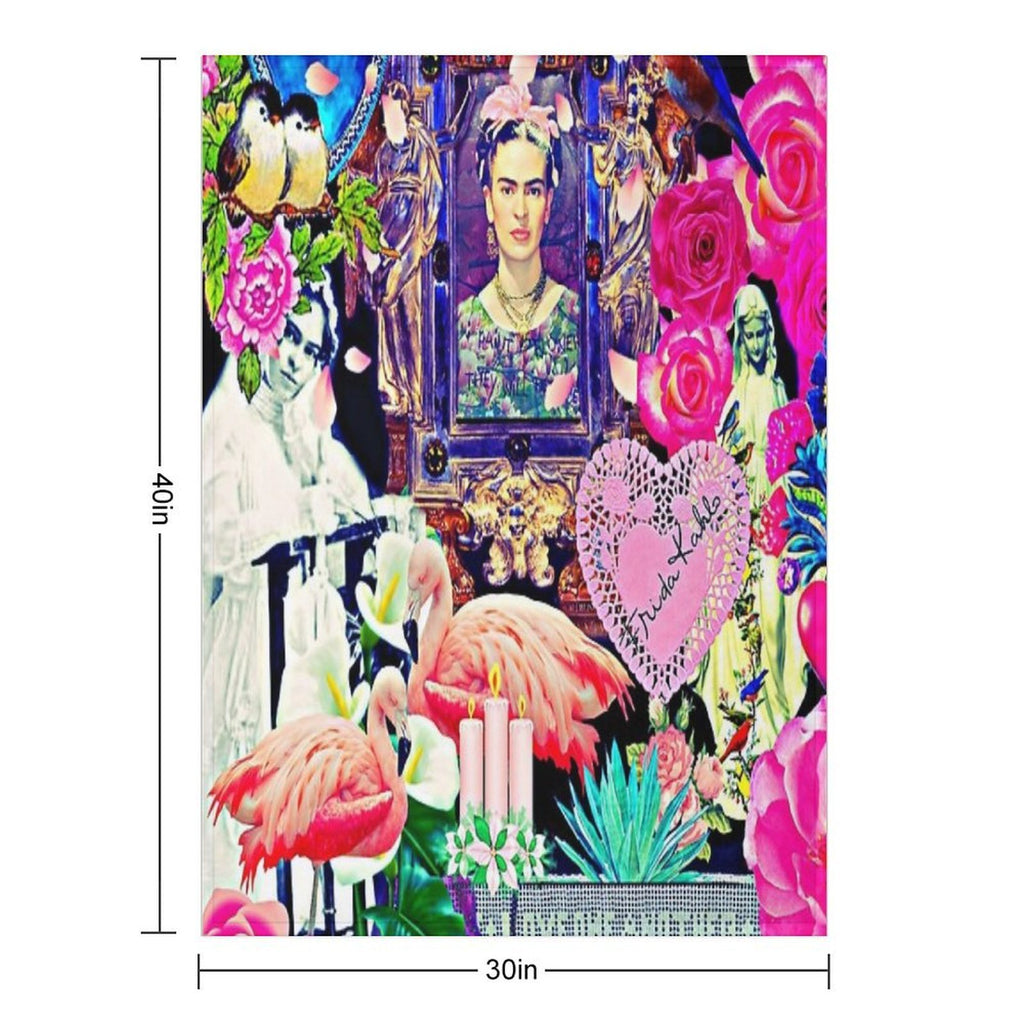 Frida Kahlo Love One Another Collage Premium Throw Blanket