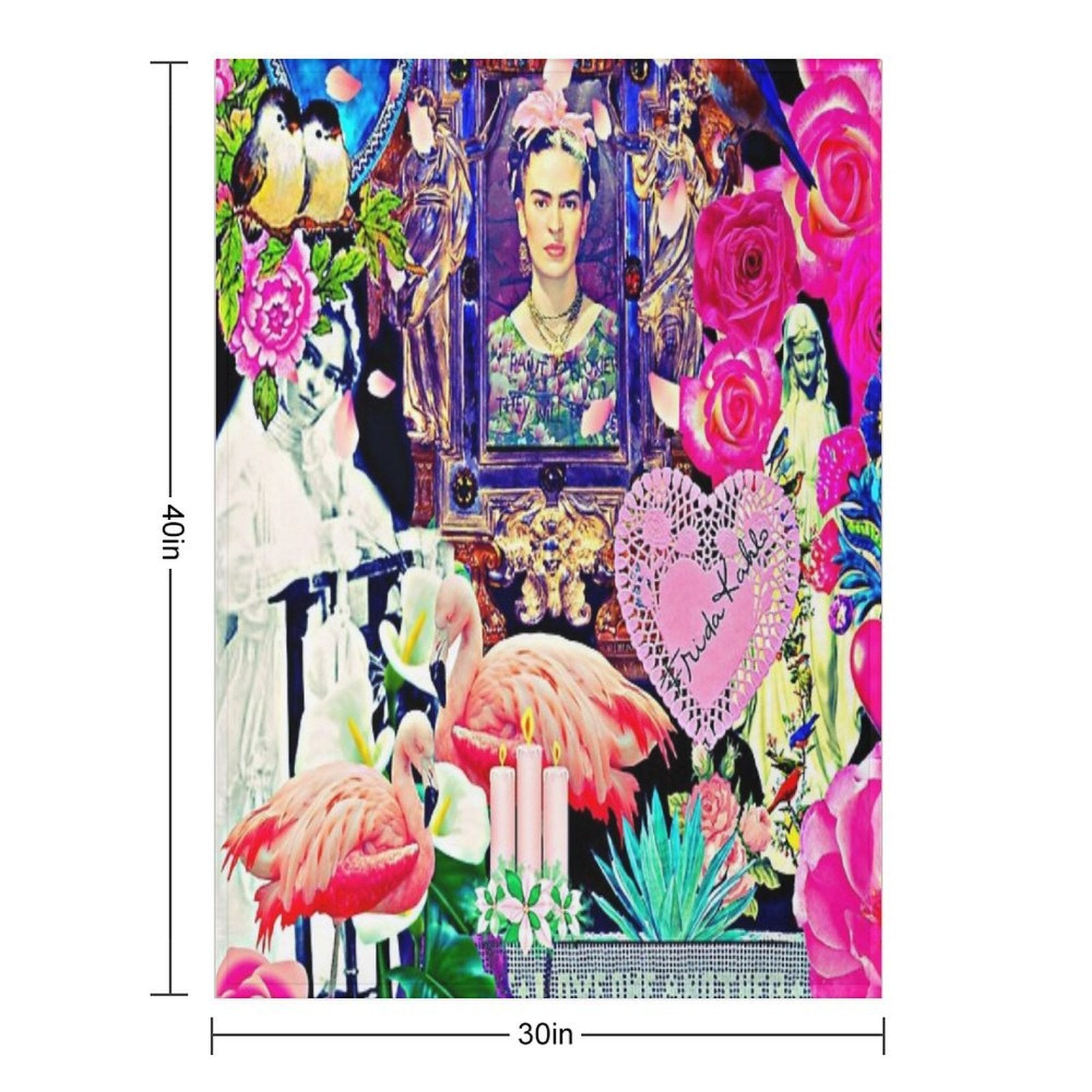 Frida Kahlo Love One Another Collage Premium Throw Blanket