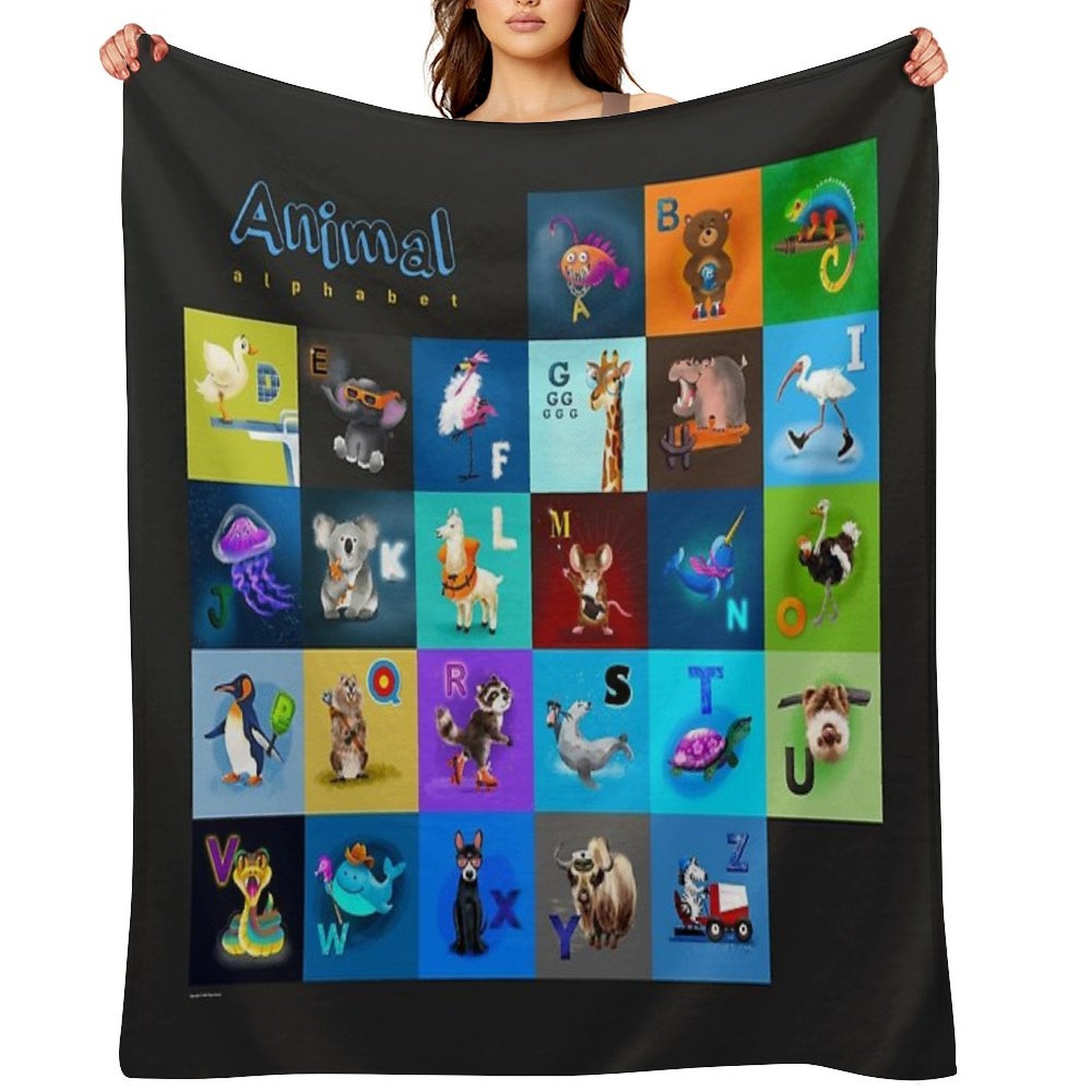 Animal Alphabet Eco-conscious Throw Blanket