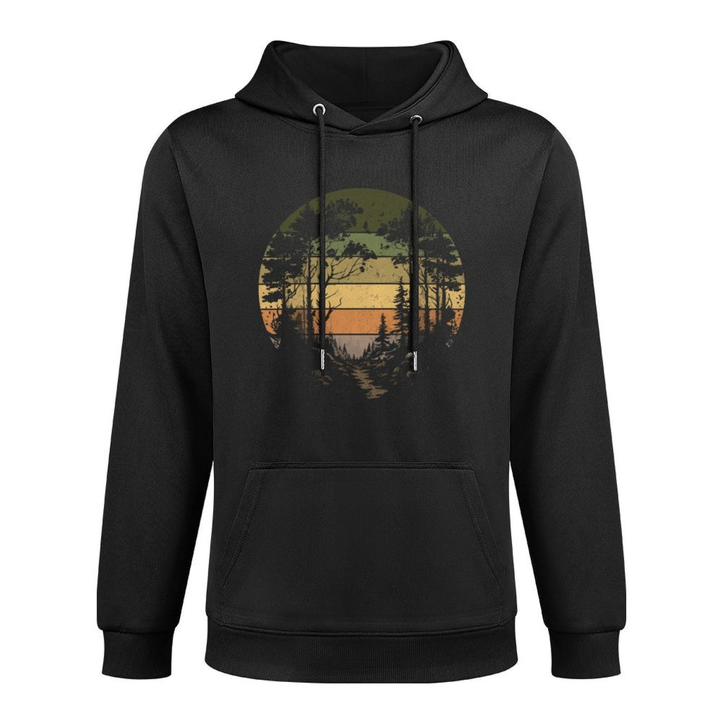 Trees Wildlife Nature Vintage Retro Forest Man Woman Girl Medium-Weight Fabric Hoodie