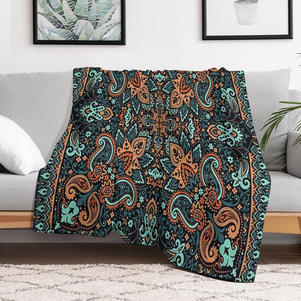 Bandana,blue And Brown Bandana,henna Pattern,middle Eastern Pattern,persian Rug,etherial,spriritual,meditation,aromatherapy All-season Throw Blanket